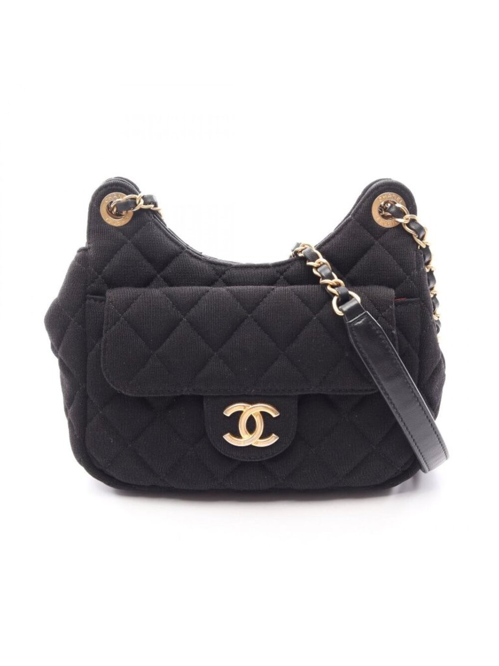 Chanel Shoulder Bag Quilted Small Hobo Black